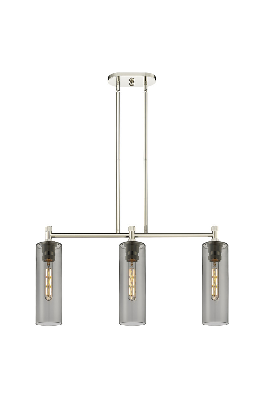 INNOVATIONS 434-3I-PN-G434-12SM Crown Point 3 30.5 inch Island Lighting Polished Nickel