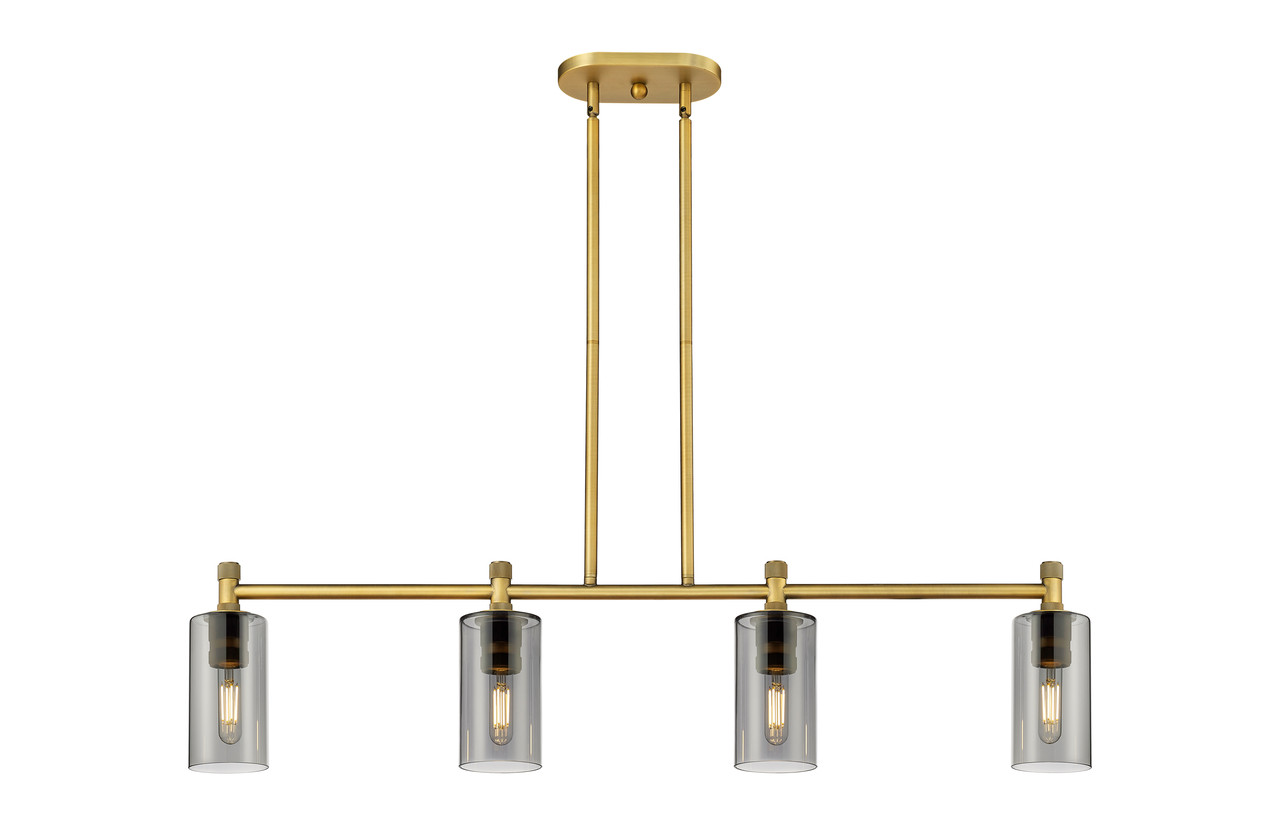 INNOVATIONS 434-4I-BB-G434-7SM Crown Point 4 43.75 inch Island Lighting Brushed Brass