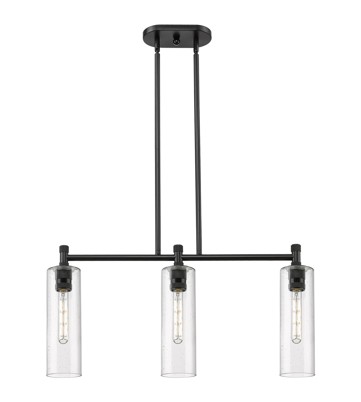 INNOVATIONS 434-3I-BK-G434-12SDY Crown Point 3 30.5 inch Island Lighting Matte Black