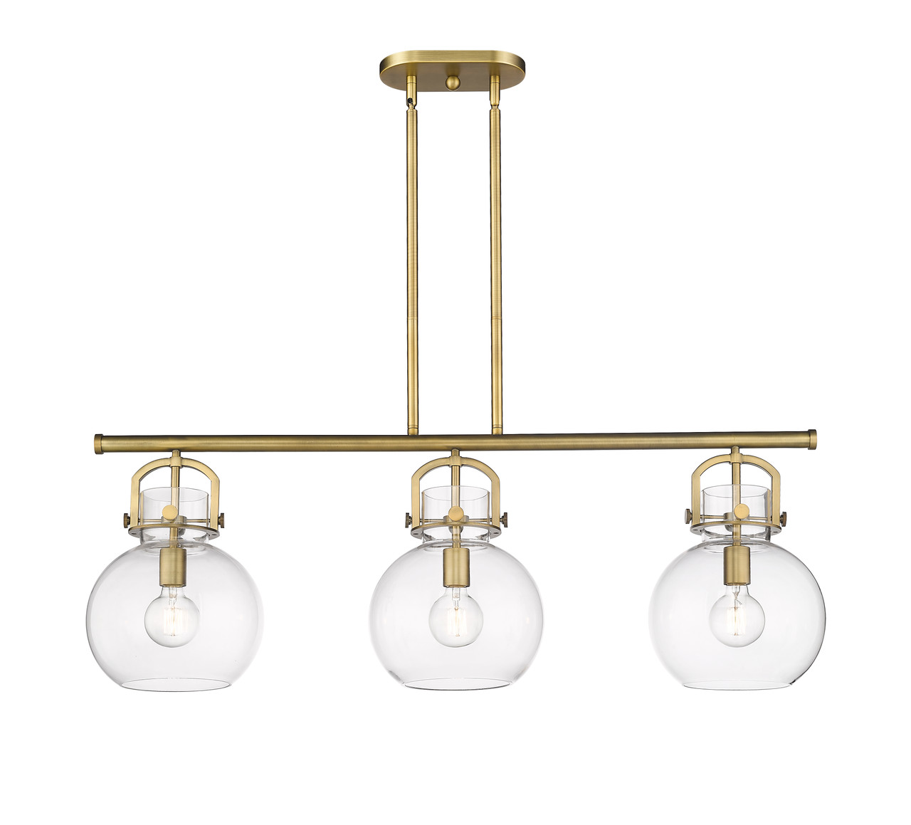INNOVATIONS 410-3I-BB-G410-10CL Newton Sphere 3 41.5 inch Island Lighting Brushed Brass