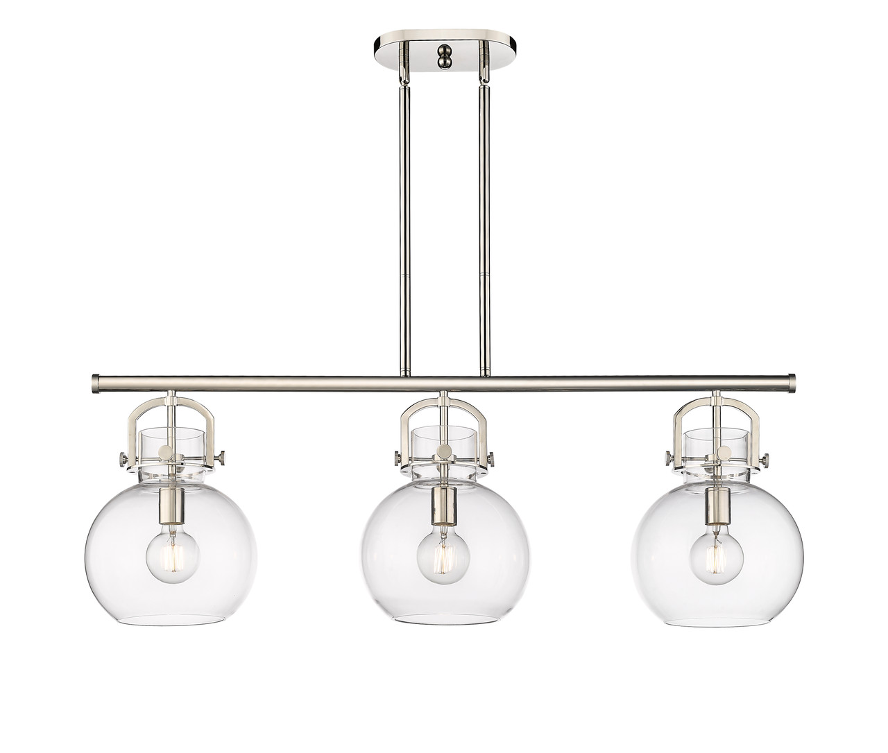 INNOVATIONS 410-3I-PN-G410-10CL Newton Sphere 3 41.5 inch Island Lighting Polished Nickel