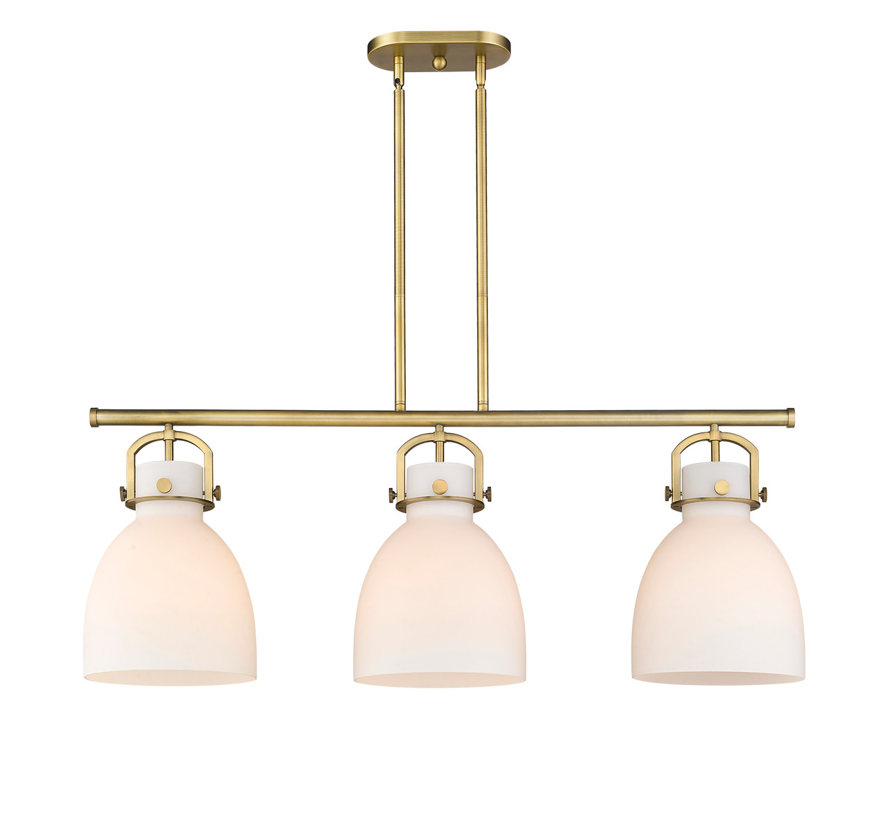 INNOVATIONS 410-3I-BB-G412-10WH Newton Bell 3 41.5 inch Island Lighting Brushed Brass