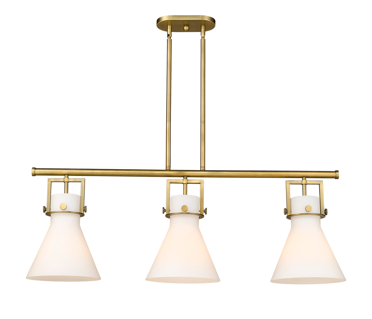 INNOVATIONS 411-3I-BB-G411-10WH Newton Cone 3 41.5 inch Island Lighting Brushed Brass