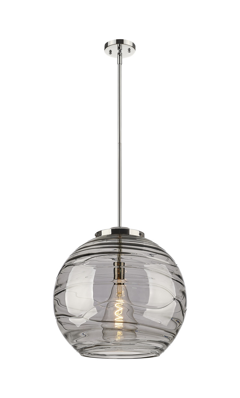 INNOVATIONS 221-1S-PN-G1213-18SM Deco Swirl 1 Light 17.875 inch Pendant Polished Nickel