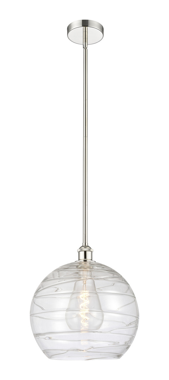 INNOVATIONS 616-1S-PN-G1213-14 Athens Deco Swirl 1 Light 13.75 inch Pendant Polished Nickel