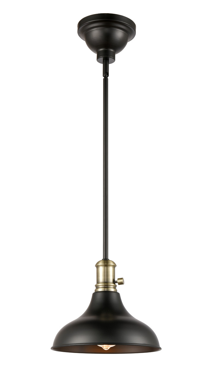 INNOVATIONS 443SW-1S-BAB-M15BK-LED Metro 1 Light 10 inch Pendant With Switch Black Antique Brass