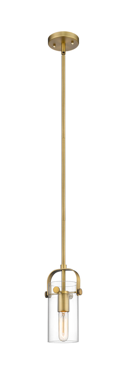 INNOVATIONS 423-1S-BB-G423-7CL Pilaster II Cylinder 1 5 inch Pendant Brushed Brass