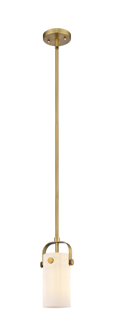INNOVATIONS 423-1S-BB-G423-7WH Pilaster II Cylinder 1 5 inch Pendant Brushed Brass