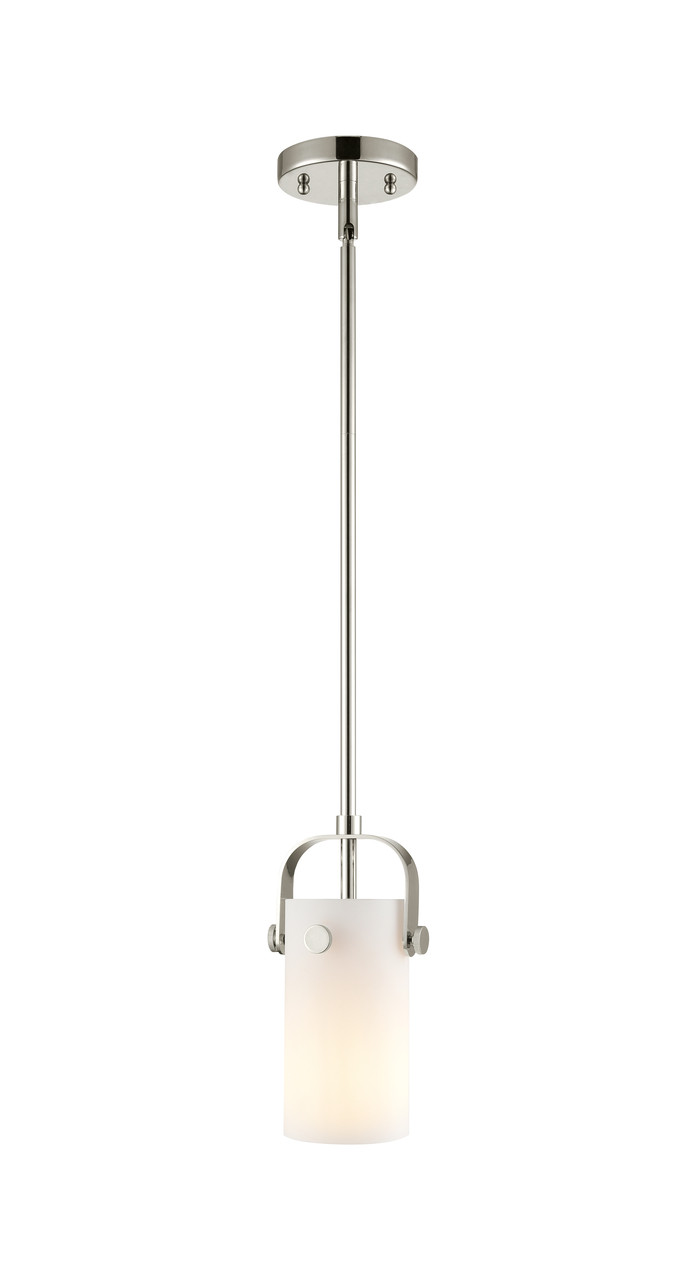 INNOVATIONS 423-1S-PN-G423-7WH Pilaster II Cylinder 1 5 inch Pendant Polished Nickel