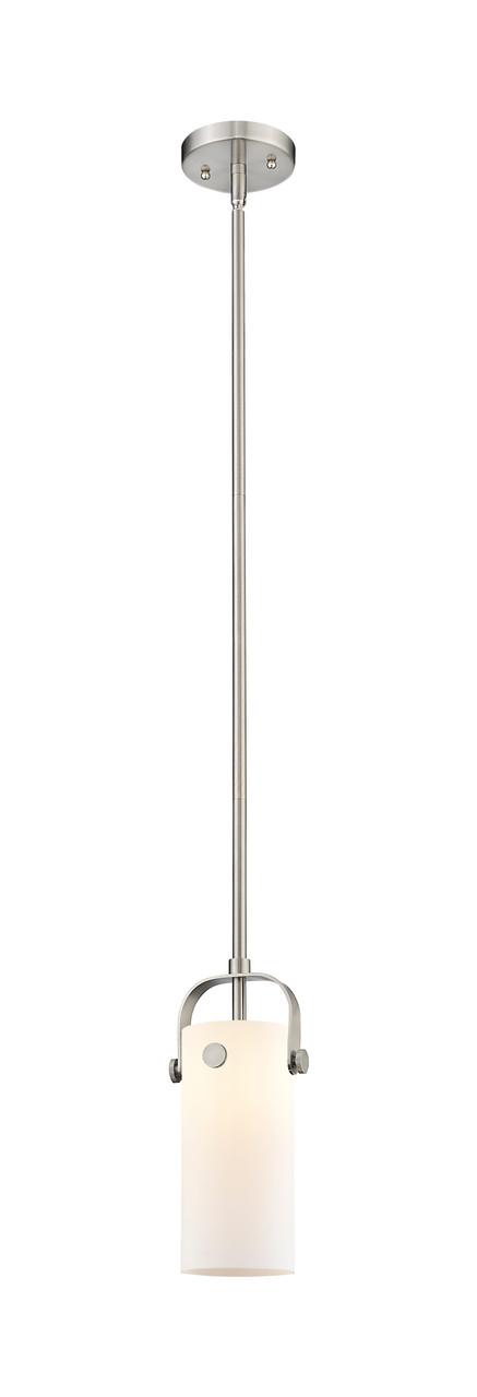 INNOVATIONS 423-1S-SN-G423-7WH Pilaster II Cylinder 1 5 inch Pendant Satin Nickel
