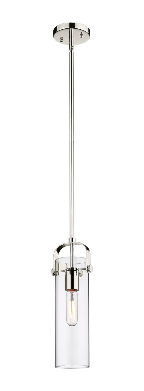 INNOVATIONS 423-1S-PN-G423-12CL Pilaster II Cylinder 1 5 inch Pendant Polished Nickel