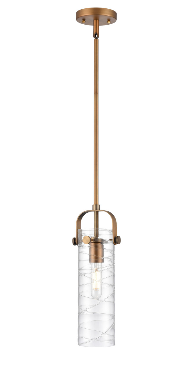 INNOVATIONS 423-1S-BB-G423-12DE Pilaster II Cylinder 1 5 inch Pendant Brushed Brass