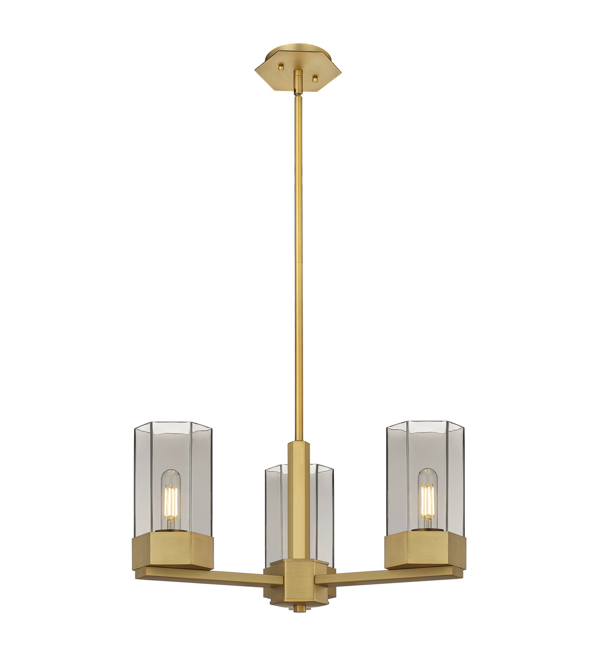 INNOVATIONS 427-3CR-BB-G427-9SM Claverack 3 21.625 inch Pendant Brushed Brass