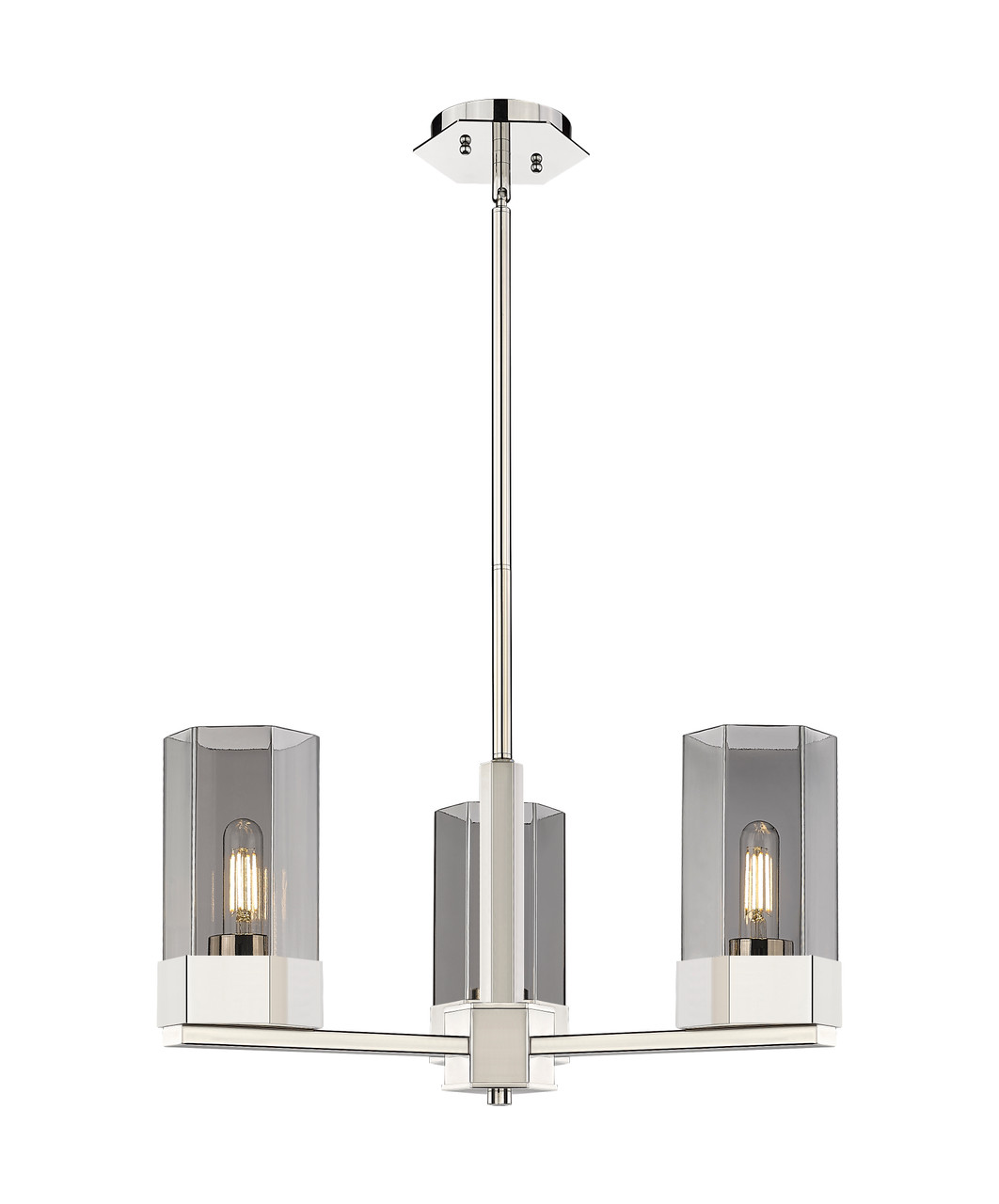 INNOVATIONS 427-3CR-PN-G427-9SM Claverack 3 21.625 inch Pendant Polished Nickel INNOVATIONS 427-3CR-PN-G427-9SM Claverack 3 21.625 inch Pendant Polished Nickel