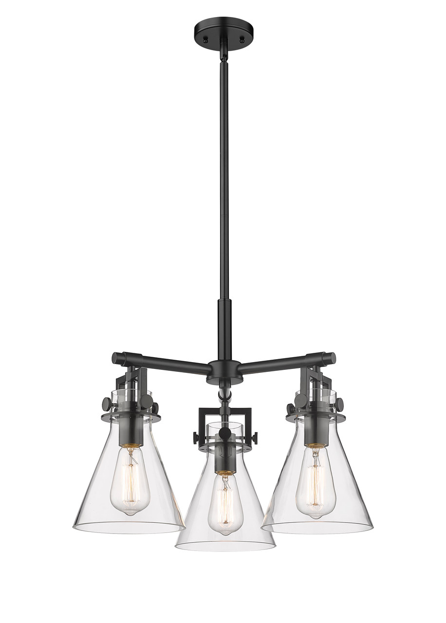 INNOVATIONS 411-3CR-BK-G411-7CL Newton Cone 3 20.625 inch Pendant Matte Black