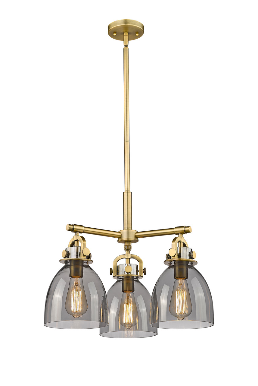 INNOVATIONS 410-3CR-BB-G412-7SM Newton Bell 3 20.625 inch Pendant Brushed Brass
