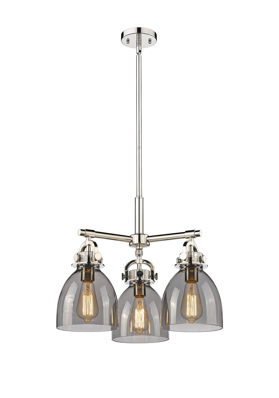 INNOVATIONS 410-3CR-PN-G412-7SM Newton Bell 3 20.625 inch Pendant Polished Nickel