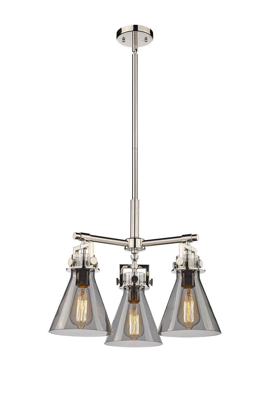 INNOVATIONS 411-3CR-PN-G411-7SM Newton Cone 3 20.625 inch Pendant Polished Nickel