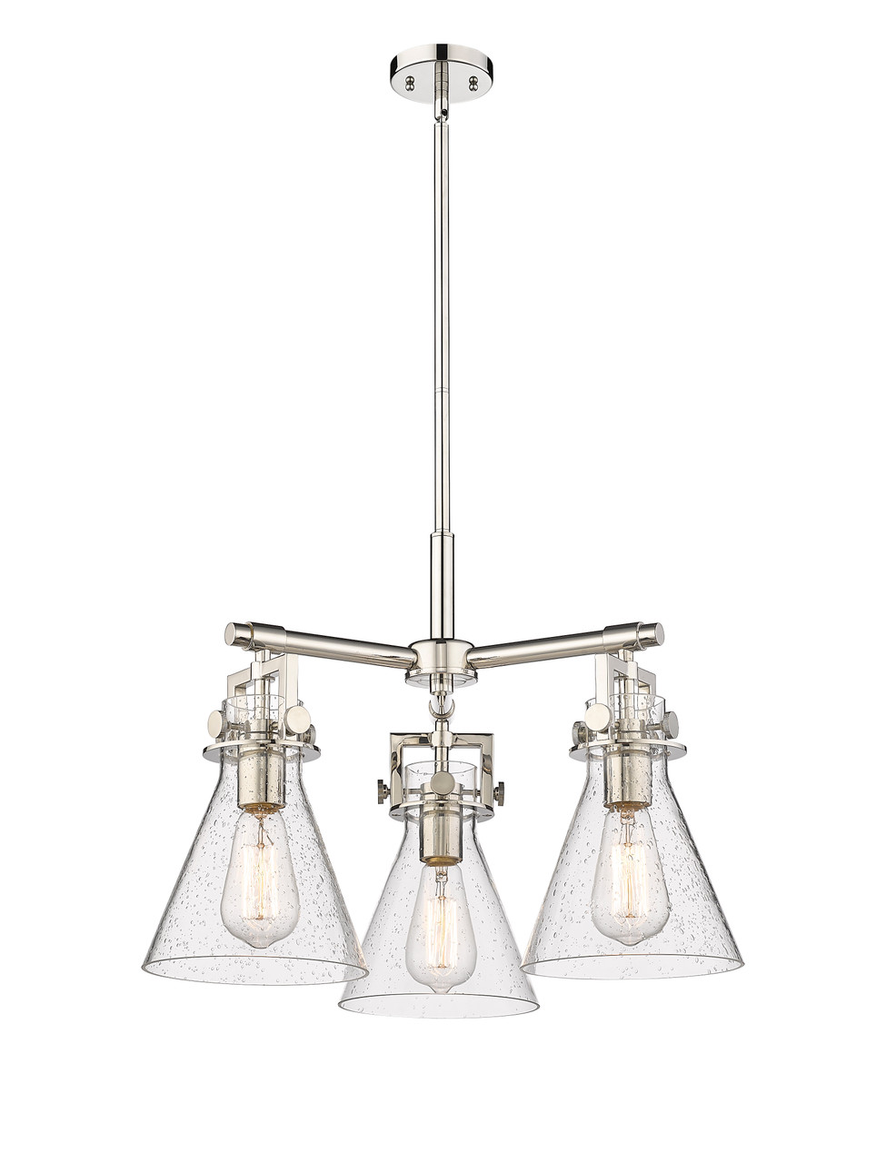 INNOVATIONS 411-3CR-PN-G411-7SDY Newton Cone 3 20.625 inch Pendant Polished Nickel