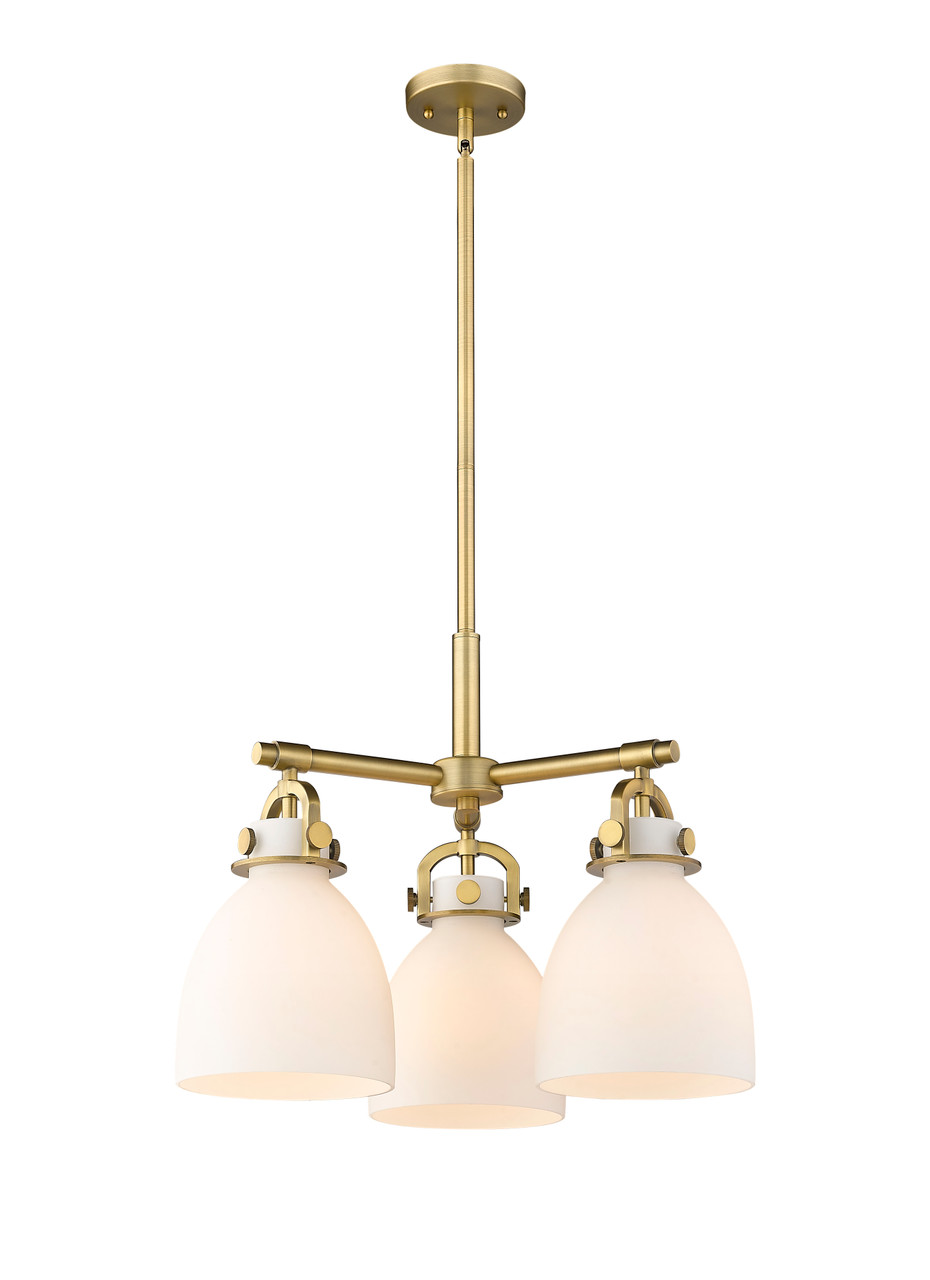 INNOVATIONS 410-3CR-BB-G412-7WH Newton Bell 3 20.625 inch Pendant Brushed Brass
