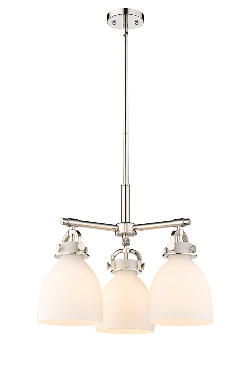 INNOVATIONS 410-3CR-PN-G412-7WH Newton Bell 3 20.625 inch Pendant Polished Nickel