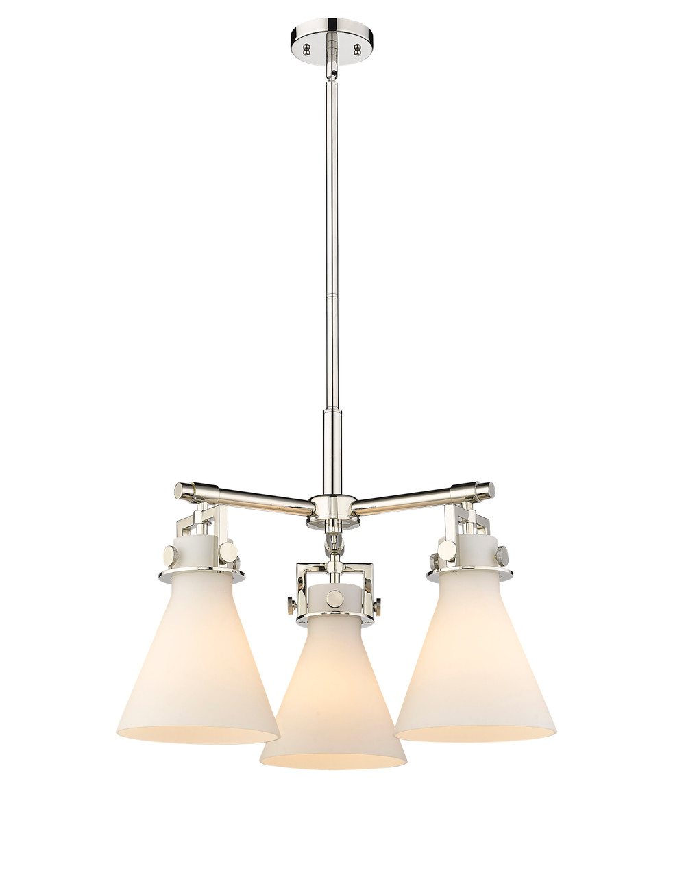INNOVATIONS 411-3CR-PN-G411-7WH Newton Cone 3 20.625 inch Pendant Polished Nickel