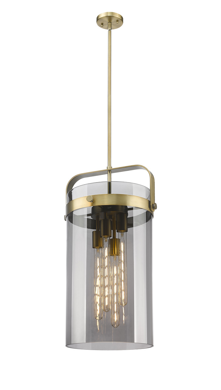 INNOVATIONS 413-4SL-BB-G413-4S-12SM Pilaster 4 12 inch Pendant Brushed Brass