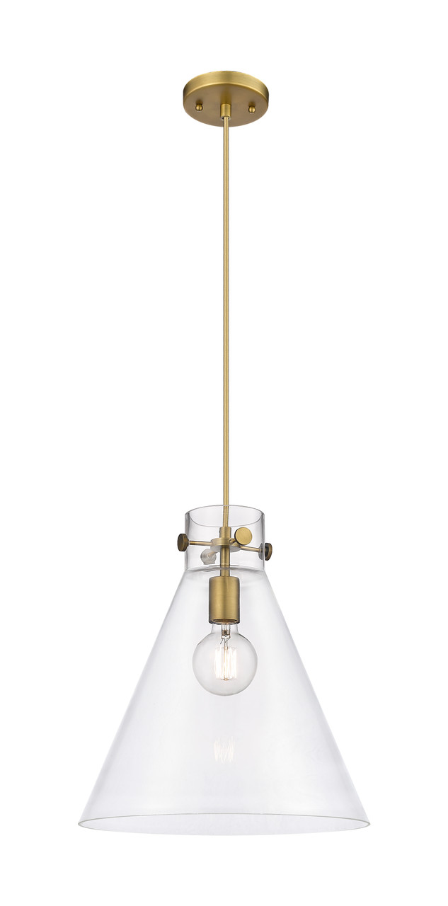 INNOVATIONS 410-1PL-BB-G411-14CL Newton Cone 1 14 inch Pendant Brushed Brass