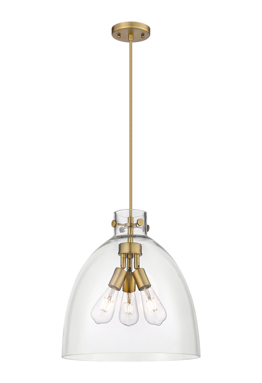 INNOVATIONS 410-3PL-BB-G412-16CL Newton Bell 3 16 inch Pendant Brushed Brass