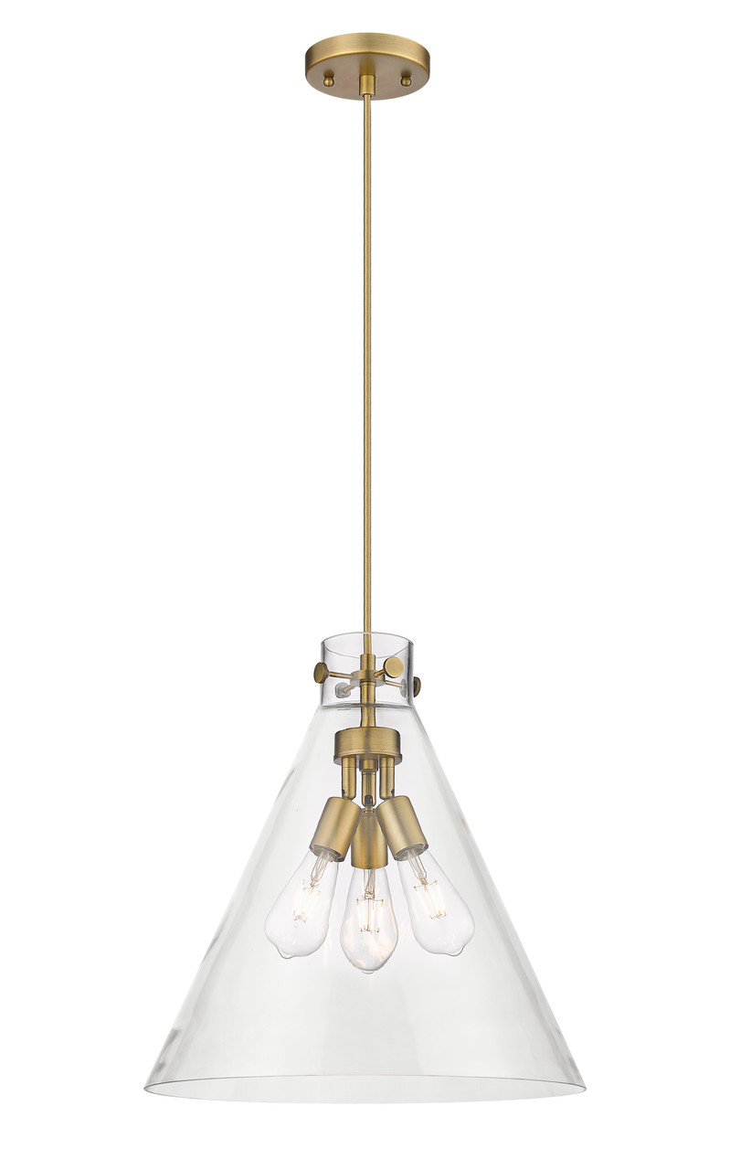INNOVATIONS 410-3PL-BB-G411-18CL Newton Cone 3 18 inch Pendant Brushed Brass