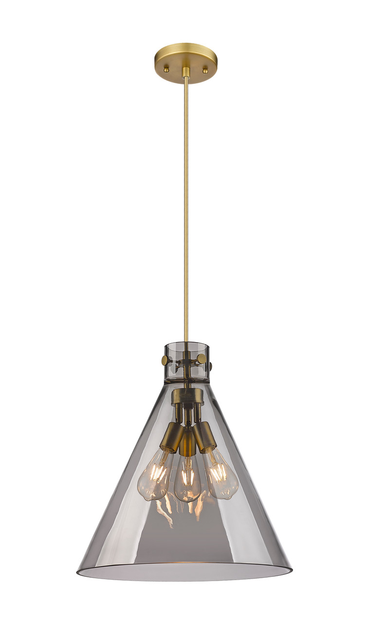 INNOVATIONS 410-3PL-BB-G411-18SM Newton Cone 3 18 inch Pendant Brushed Brass