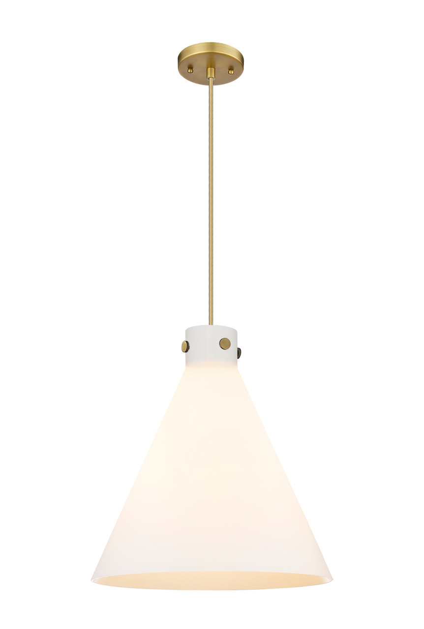 INNOVATIONS 410-3PL-BB-G411-18WH Newton Cone 3 18 inch Pendant Brushed Brass