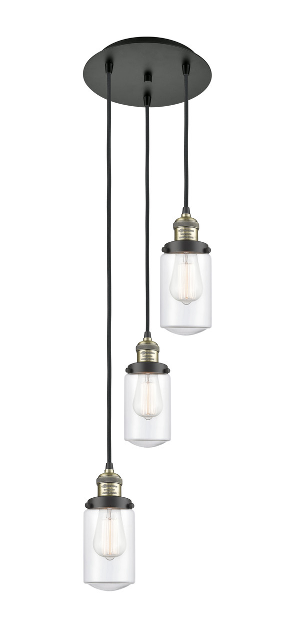 INNOVATIONS 113F-3P-BAB-G312 Dover 3 Light Multi-Pendant part of the Franklin Restoration Collection Black Antique Brass