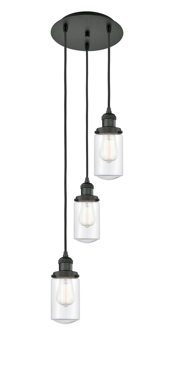 INNOVATIONS 113F-3P-BK-G312 Dover 3 Light Multi-Pendant part of the Franklin Restoration Collection Matte Black