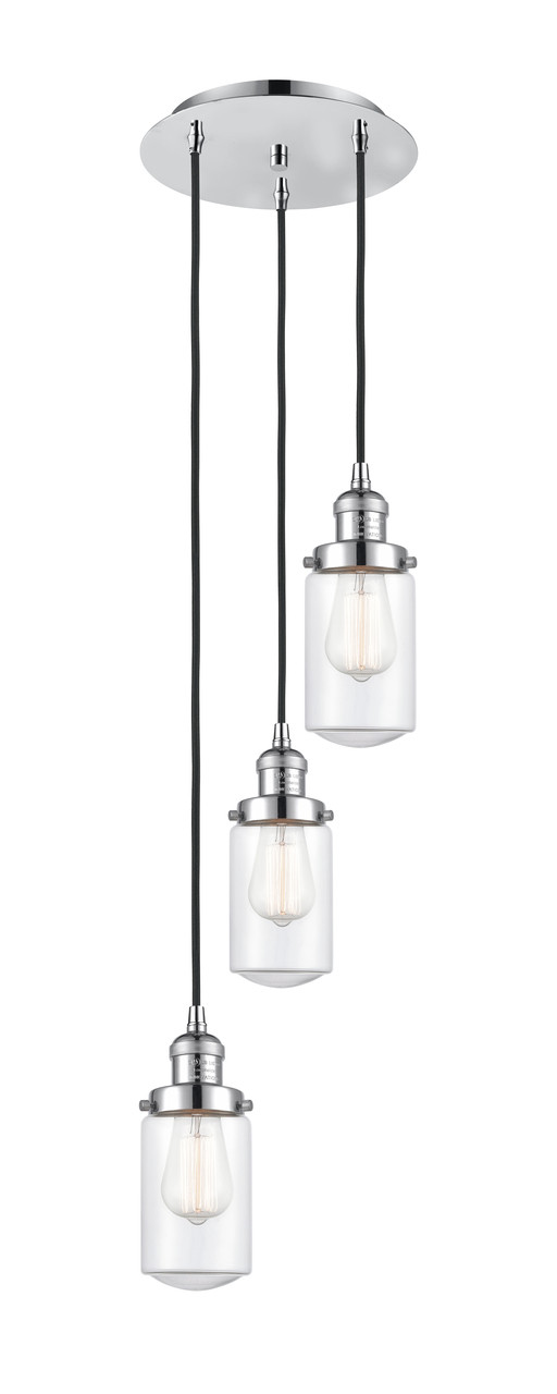 INNOVATIONS 113F-3P-PC-G312 Dover 3 Light Multi-Pendant part of the Franklin Restoration Collection Polished Chrome