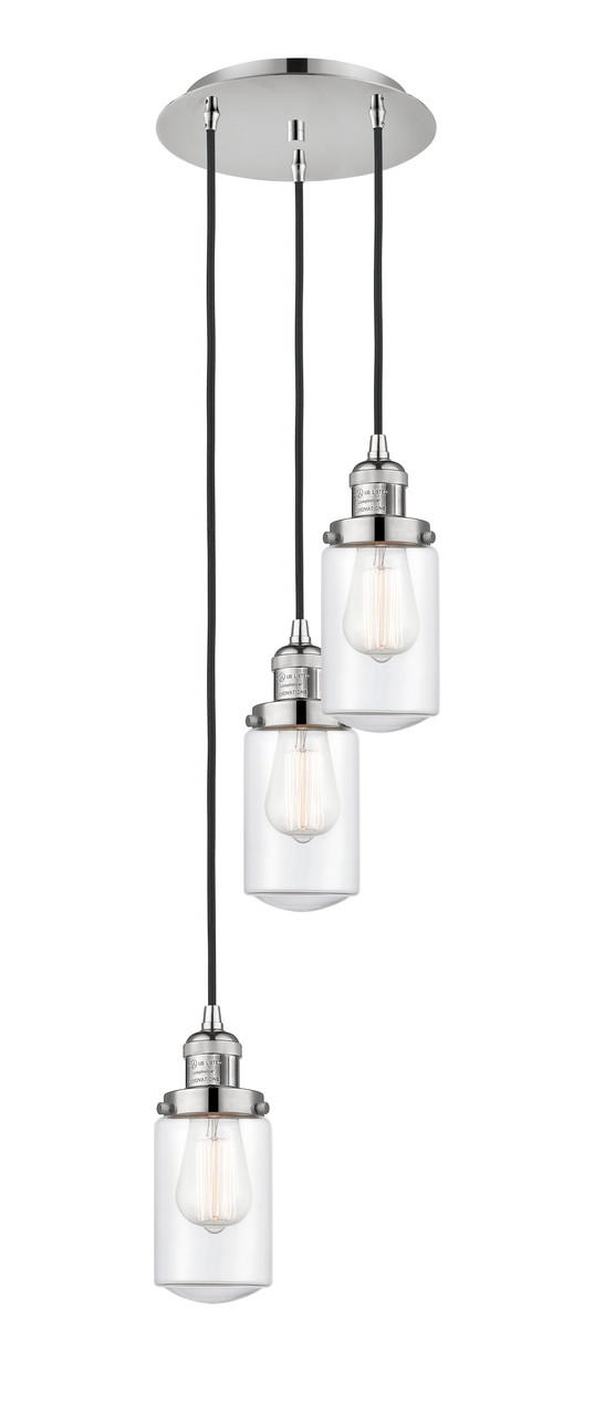 INNOVATIONS 113F-3P-PN-G312 Dover 3 Light Multi-Pendant part of the Franklin Restoration Collection Polished Nickel