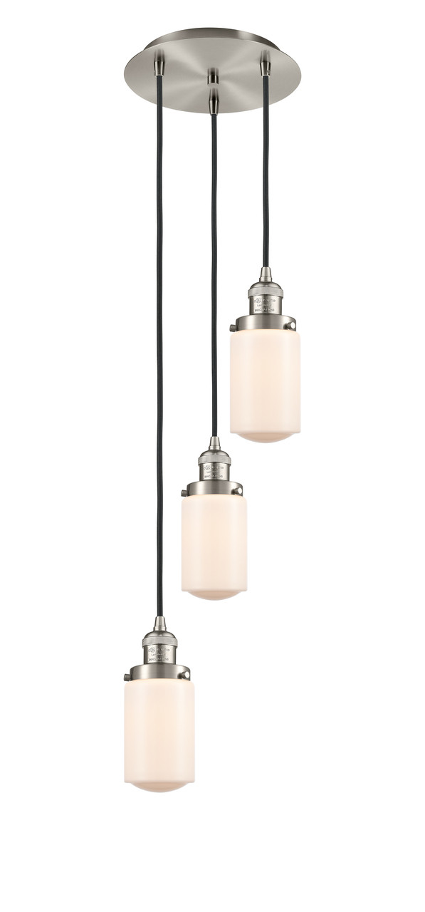 INNOVATIONS 113F-3P-SN-G311 Dover 3 Light Multi-Pendant part of the Franklin Restoration Collection Brushed Satin Nickel