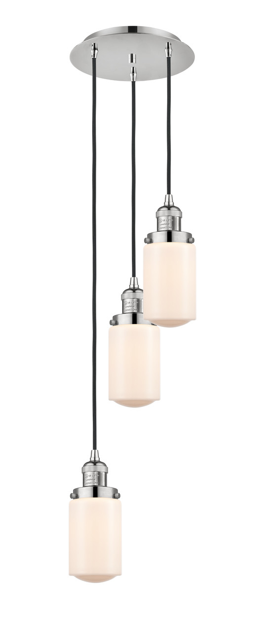 INNOVATIONS 113F-3P-PN-G311 Dover 3 Light Multi-Pendant part of the Franklin Restoration Collection Polished Nickel