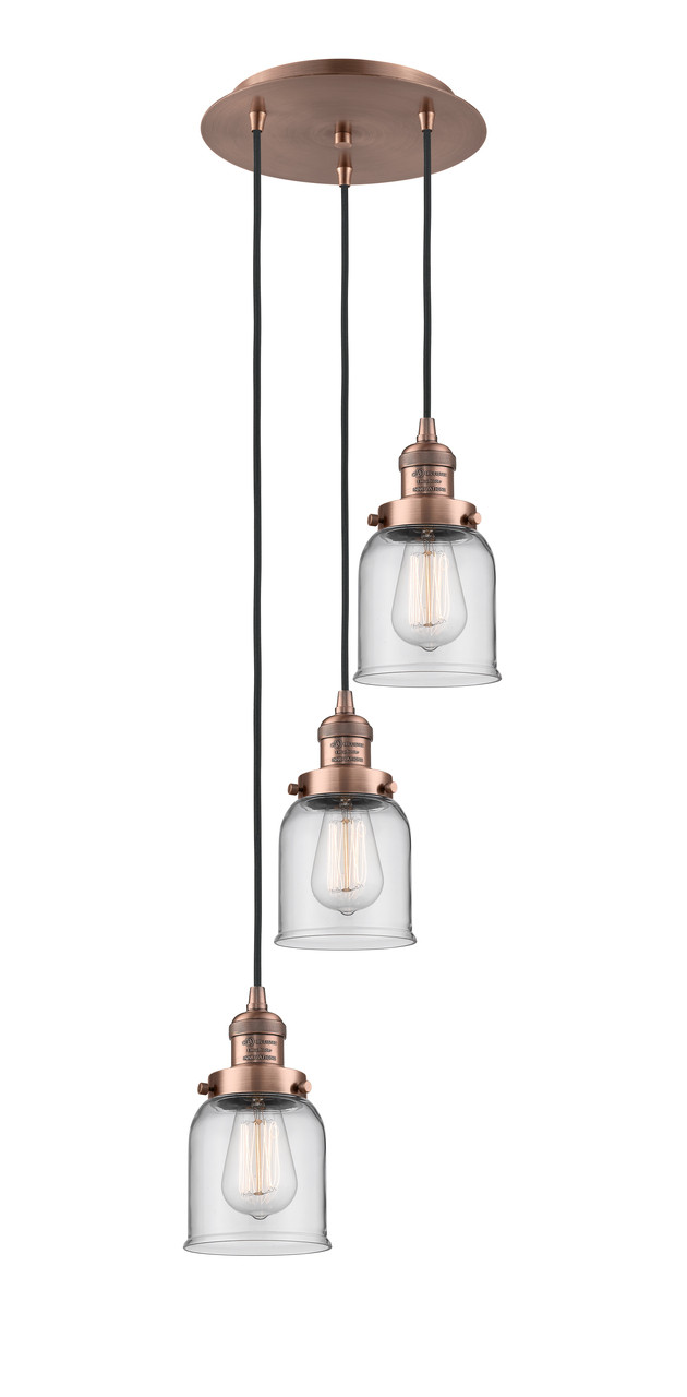 INNOVATIONS 113F-3P-AC-G52 Cone 3 Light Multi-Pendant part of the Franklin Restoration Collection Antique Copper