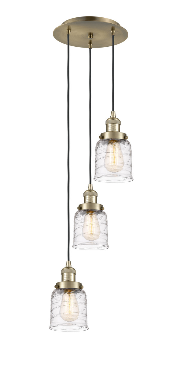 INNOVATIONS 113F-3P-AB-G513 Cone 3 Light Multi-Pendant part of the Franklin Restoration Collection Antique Brass