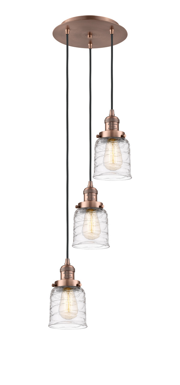 INNOVATIONS 113F-3P-AC-G513 Cone 3 Light Multi-Pendant part of the Franklin Restoration Collection Antique Copper
