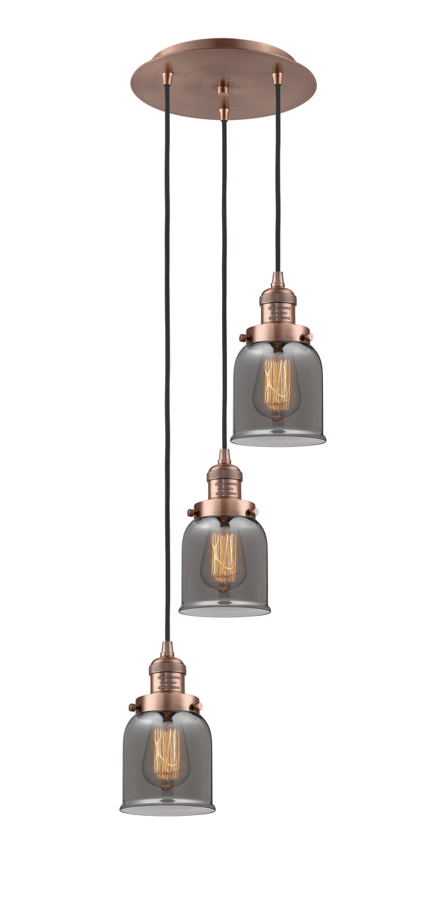 INNOVATIONS 113F-3P-AC-G53 Cone 3 Light Multi-Pendant part of the Franklin Restoration Collection Antique Copper