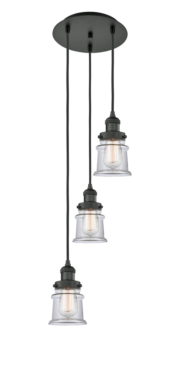 INNOVATIONS 113F-3P-BK-G182S Canton 3 Light Multi-Pendant part of the Franklin Restoration Collection Matte Black
