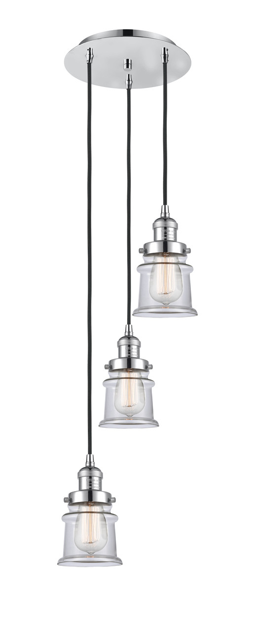 INNOVATIONS 113F-3P-PC-G182S Canton 3 Light Multi-Pendant part of the Franklin Restoration Collection Polished Chrome