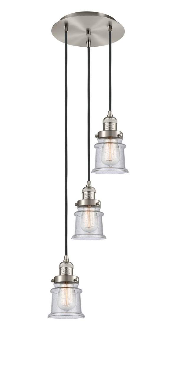INNOVATIONS 113F-3P-SN-G184S Canton 3 Light Multi-Pendant part of the Franklin Restoration Collection Brushed Satin Nickel