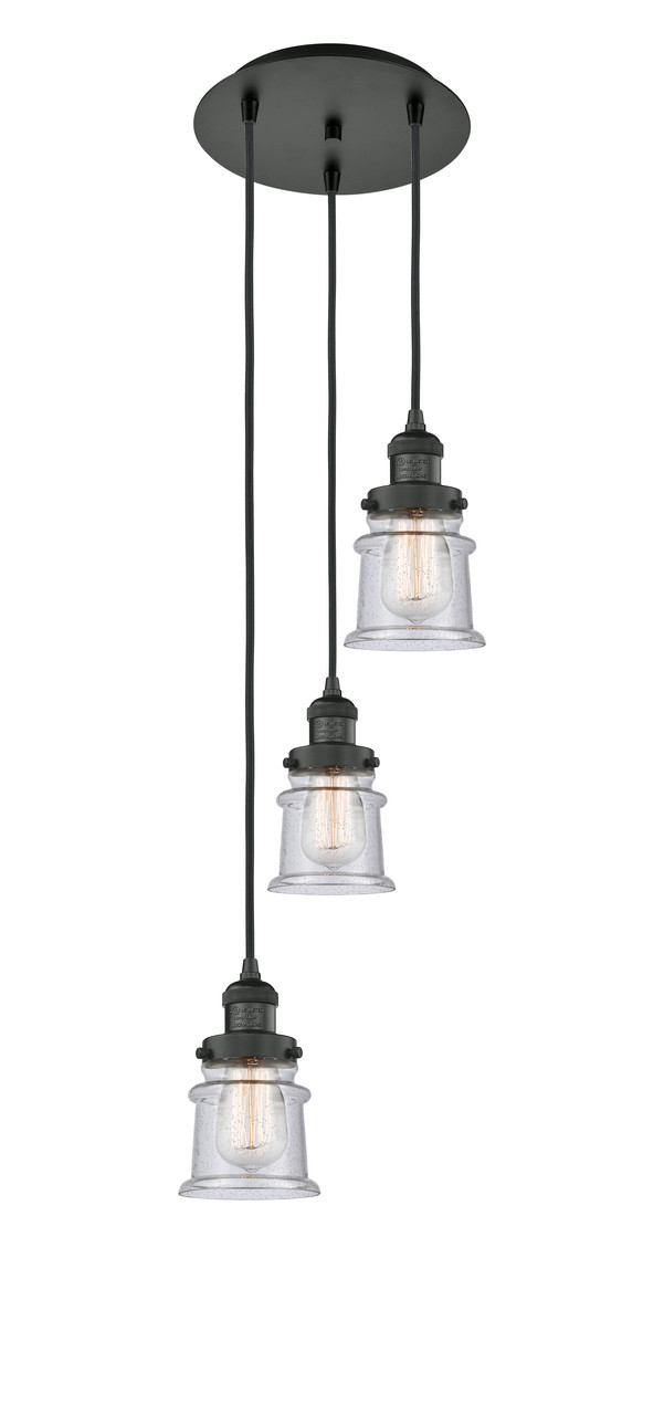 INNOVATIONS 113F-3P-BK-G184S Canton 3 Light Multi-Pendant part of the Franklin Restoration Collection Matte Black