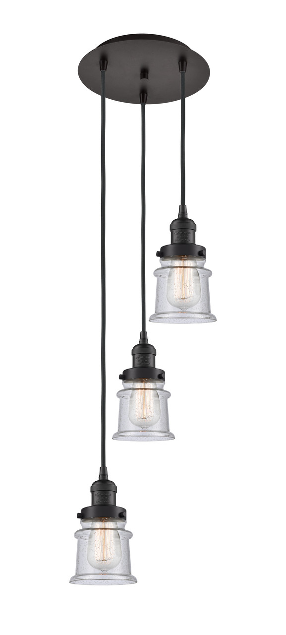 INNOVATIONS 113F-3P-OB-G184S Canton 3 Light Multi-Pendant part of the Franklin Restoration Collection Oil Rubbed Bronze