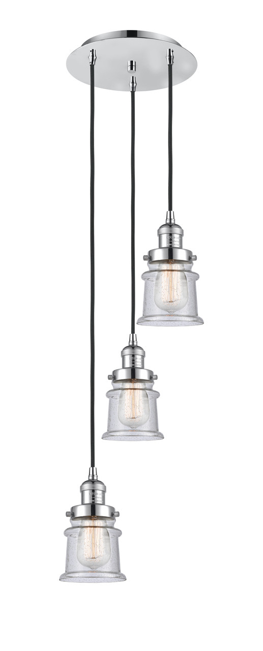 INNOVATIONS 113F-3P-PC-G184S Canton 3 Light Multi-Pendant part of the Franklin Restoration Collection Polished Chrome