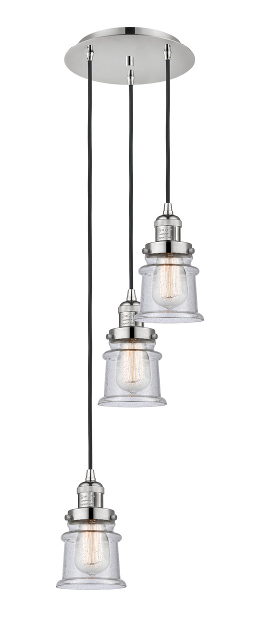INNOVATIONS 113F-3P-PN-G184S Canton 3 Light Multi-Pendant part of the Franklin Restoration Collection Polished Nickel