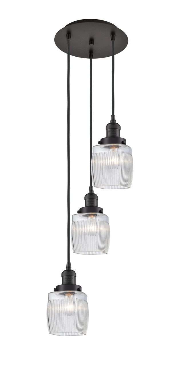 INNOVATIONS 113F-3P-OB-G302 Colton 3 Light Multi-Pendant part of the Franklin Restoration Collection Oil Rubbed Bronze